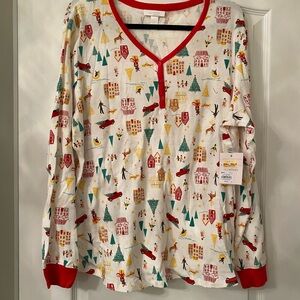 LC Lauren Conrad Women's Pajama set with Red and Green Print